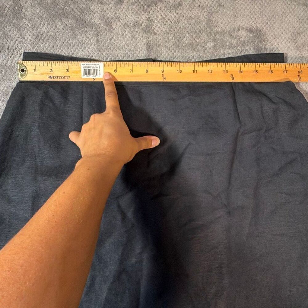 Jessica London Sz 14 Black Linen Rayon Midi Skirt Elastic Waist Slit Lined Goth - Picture 6 of 11